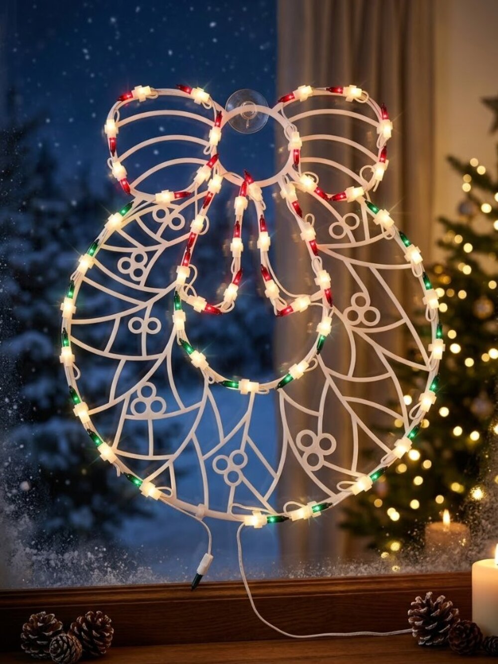 Vintage Christmas Lighted Window Silhouette